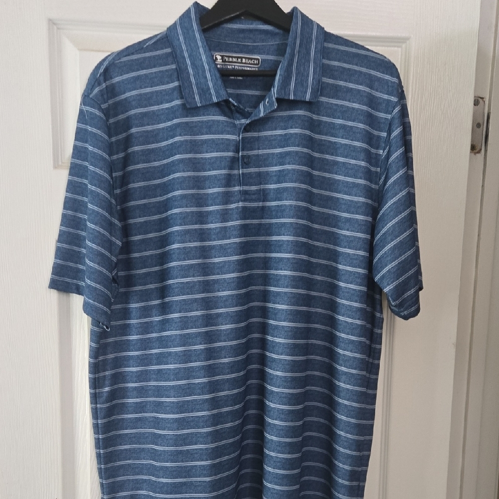 Pebble Beach Navy Striped Casual Shirt